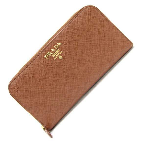 Prada leather Wallet long triangle brown - Picture 1 of 7